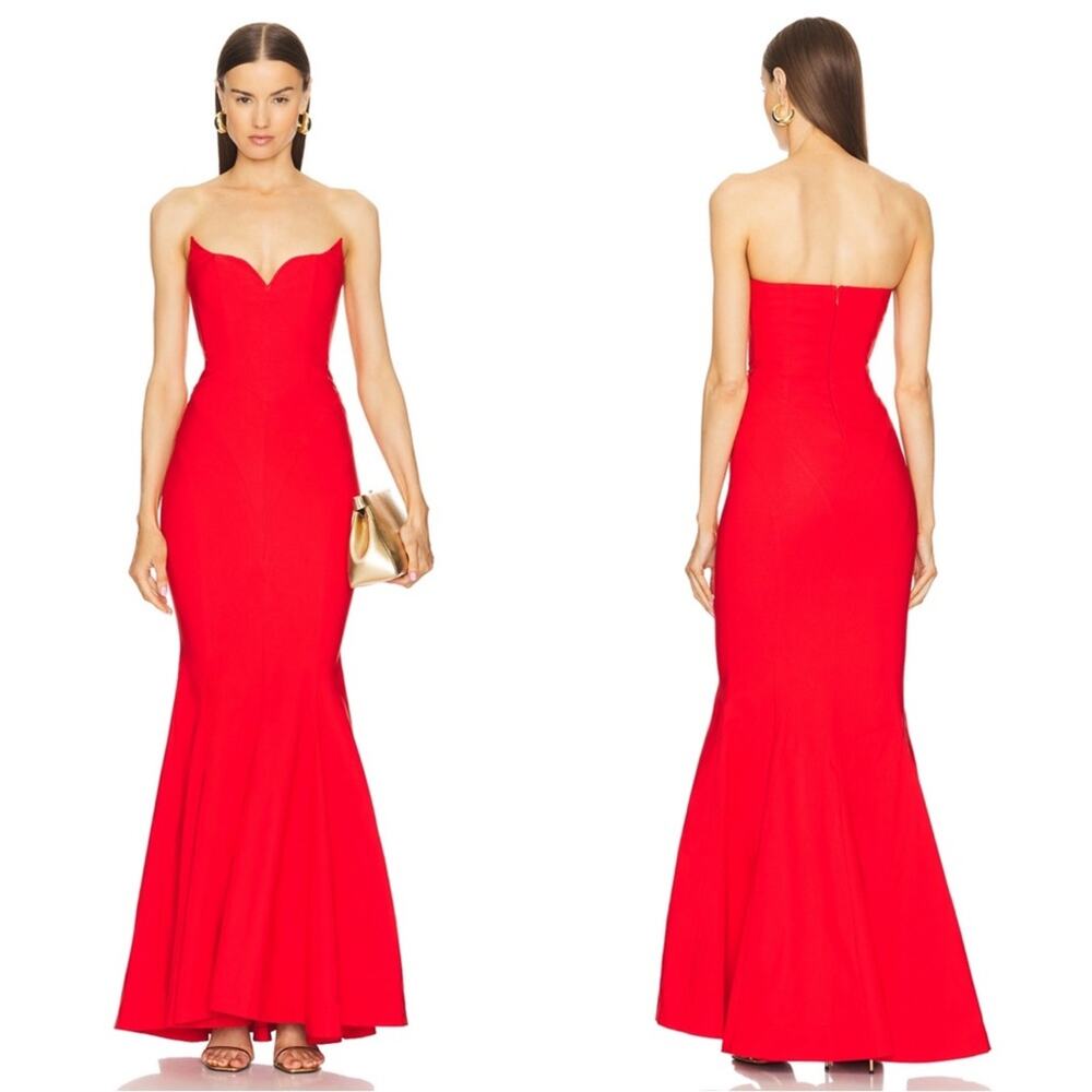 MICHAEL COSTELLO Billie Strapless Bodycon Mermaid Red Maxi Gown Size Medium